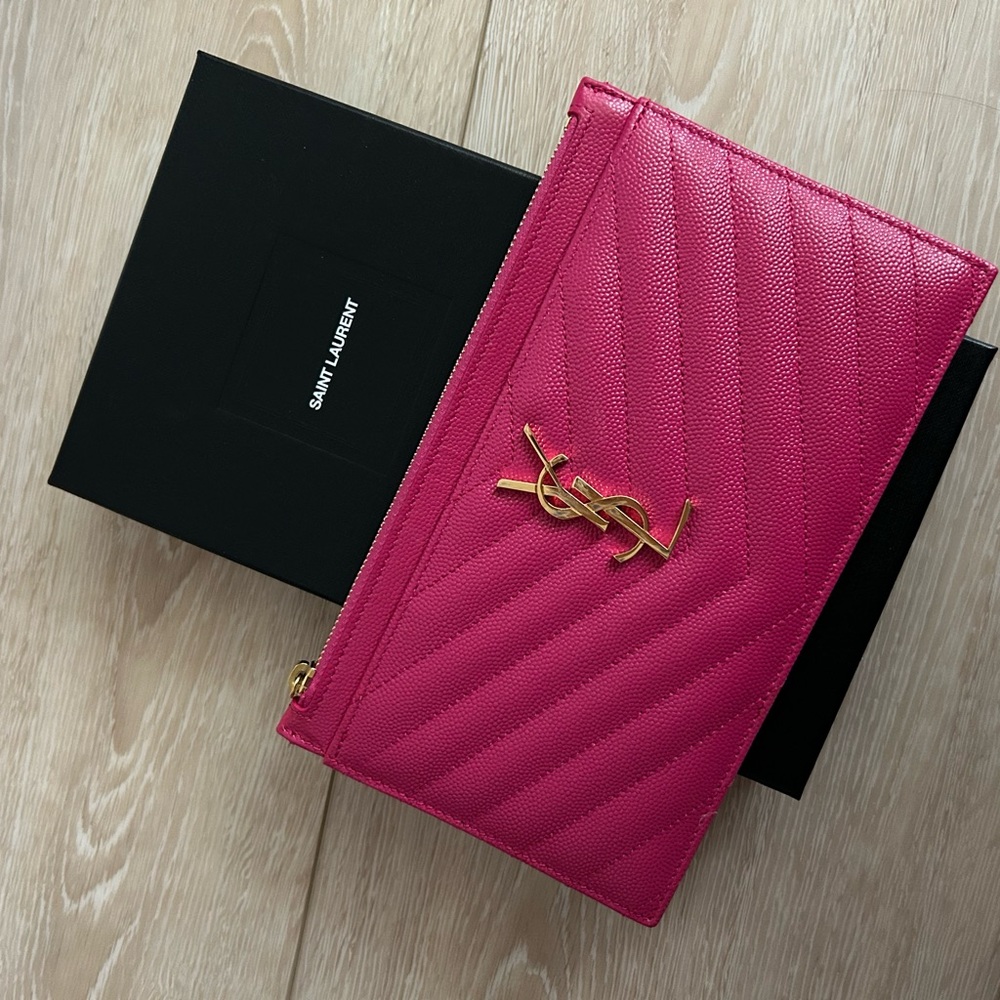Saint Laurent Monogramme Quilted Leather zip pouch